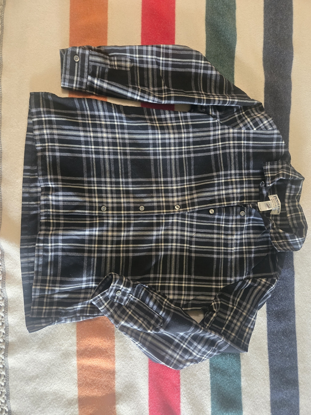 Pendleton Black and White Plaid Button-Up Shirt